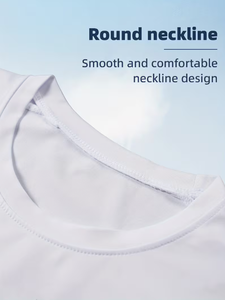 TRIBON SPORTS T-shirt de compression à manches régulières pour homme, blanc, noir, bleu, gris, coupe ajustée, séchage rapide, anti-boulochage, décontracté, col rond, tricoté - Product Image 6