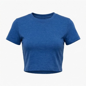 T-shirt court d'été personnalisé pour femme, en coton respirant, couleur unie, décontracté et tendance - Product Image 1