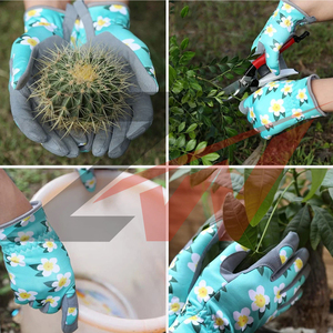 Guantes de Jardinería Transpirables, Guantes de Trabajo de Cuero Suave con Logotipo Personalizado de Fábrica, Guantes de Protección con Estampado Floral - Product Image 4