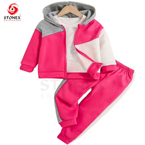Conjunto de Sudadera con Capucha Casual de Corte Regular para Niños, Chándal con Logotipo Personalizado para Niñas, Sudadera de Forro Polar Grueso y Pantalones Deportivos para Otoño e Invierno - Product Image 1