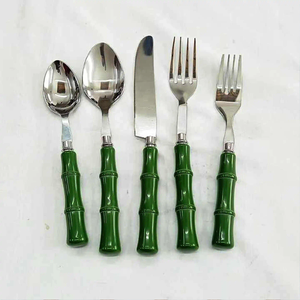 Juego de Cubiertos Ecológicos de Acero Inoxidable de 5 Piezas con Mangos de Resina, Incluye Cuchara, Tenedor, Cuchillo y Cuchara para Té - Product Image 3