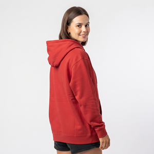 Sweat-shirt décontracté pour femme en coton, coupe oversize, épaules tombantes, couleur rouge unie, respirant, vêtement personnalisé - Product Image 2