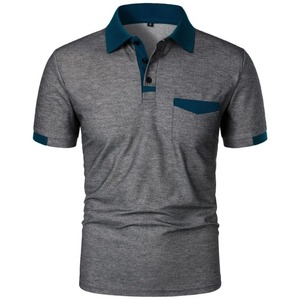 Men's Short Sleeve <b>Polo</b> <b>Shirt</b> Solid Color Oxford Fabric Casual Style Color Blocked Design <b>With</b> <b>Pocket</b> Regular Fit - Product Image 6