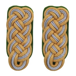 Accesorio Decorativo Tejido para Uniformes Ceremoniales: Pliegue de Hombro de Poliéster Trenzado Dorado y Plateado - Product Image 1