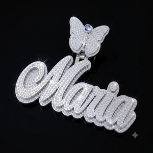 Collier unisexe hip-hop en argent 925 avec initiale personnalisée en écriture cursive, fermoir papillon, pendentif en moissanite, cadeau - Product Image 5