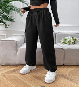 Pantalon cargo d'été taille mi-haute anti-plis pour femme avec poches à rabat et 4 poches, idéal pour le bureau et les soirées - Product Image 2