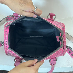 Bolso de cuero repujado estilo western Speedy, rosa floral, hecho a mano, estilo vaquera, con concho turquesa, de cuero de vaca, para moda femenina - Product Image 6