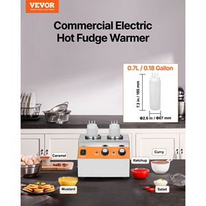 Dispenser Elettrico Commerciale per Bottiglie e Formaggi 0.8x2 L, Temperatura Regolabile 86-185°F, Attrezzatura per Fudge Caldo e Riscaldamento, in Plastica - Product Image 2
