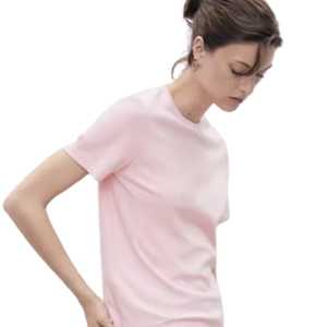 Camiseta Clásica de Cuello Redondo para Mujer, Manga Corta, Corte Regular, Estilo Casual Minimalista, Personalizable al por Mayor, de Algodón Jersey, Prenda Superior para Uso Diario - Product Image 5