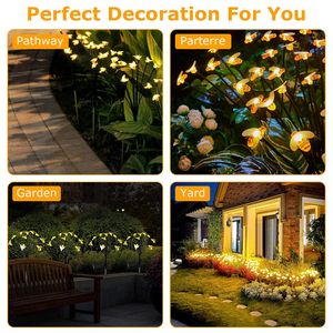 Paquete de 4 Lámparas Solares con Forma de Abeja, 2 Modos de Iluminación, Lámpara Decorativa Realista con Forma de Luciérnaga para Exteriores, Resistente al Agua IP65 - Product Image 6