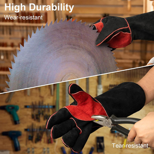 Customized Protective Welding <b>Gloves</b> Red Black Color High Temperature Resistant Outdoor Use <b>Touchscreen</b> for Metal Work - Product Image 6