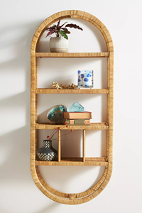 Étagère murale ovale en rotin naturel durable à 4 niveaux, présentoir fait main en osier, décoration bohème pour la maison, organisateur de rangement pour salon - Product Image 3
