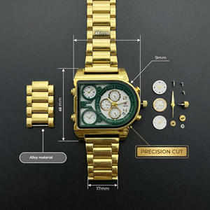 Reloj de Cuarzo Cuadrado para Hombre con Diseño Multidial Dorado, Calendario, Reloj de Pulsera de Lujo para Hombre, Moderno, Casual, para Negocios y Viajes - Product Image 3