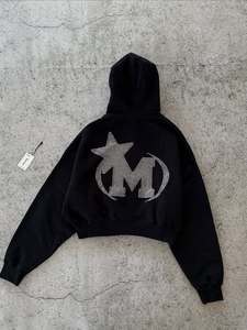 Custom Vintage Wash Full Zip Hoodie with Abstract Embroidered Graphic Detail and Faded Effect Relaxed Fit Hoodies - Product Image 5