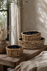Vintage Style Rattan Planter For Indoor Outdoor Plants Boho Home Decor Woven Basket <b>Pot</b> <b>Holder</b> Can Be Used As Storage Basket - Product Image 2