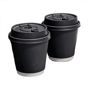 Double-walled Disposable Stylish CMYK Print Craft Paper Customized Logo Recyclable Real pack 8oz 12oz Carry Coffee High-quality - Product Image 1
