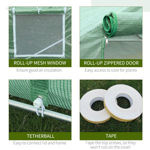 20FT X 10FT X 7FT Greenhouse Walk-in Tunnel with Zippered Mesh Door 8 Mesh Windows Gardening <b>Plant</b> Hot Galvaniz Stainless <b>Frame</b> - Product Image 6
