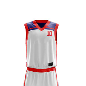Shorts de basket-ball blancs pour hommes avec bordures rouges et bleues, design sportif à séchage rapide, vêtements d'été - Product Image 4