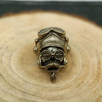 Pilote Casque Crâne Tête En Laiton Couteau Perle En Plein Air EDC Parapluie Corde Pendentif DIY Paracord Tissé Bracelet Accessoires Longe Charme