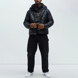 Blouson d'hiver matelassé unisexe personnalisé OEM, haute qualité, décontracté, brillant, col montant, à capuche, vente en gros de toutes les vestes gonflées - Product Image 5