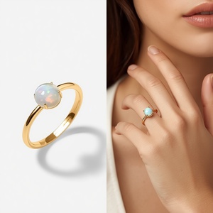 Dainty <b>Opal</b> <b>Ring</b> Sterling <b>Silver</b> 925 Vermeil 2 Micron Fine Jewelry Real Gold Look Birthstone <b>Ring</b> for Women - Product Image 2