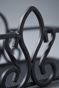 Custom Black Metal <b>Rectangular</b> Wire Storage <b>Basket</b> Scroll Center Handle Decorative Holder Modern Stand - Product Image 3