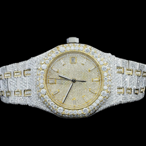 Atractivo Reloj Clásico Hip Hop para Él, Personalizado con Diamantes, Completamente Cubierto de Diamantes, con Fecha Automática, Movimiento de Cuarzo y Diamantes Moissanite - Product Image 2