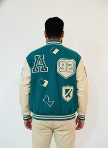 Chenille Letter Embroidery Patches Custom Logo College Leather Sleeve Wool Varsity Bomber Baseball Letterman <b>Jacket</b> Man - Product Image 2