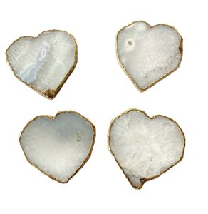 Cristal entier naturel Agate blanche Coeur caboteur sculpté Reiki guérison méditation pierre semi-précieuse pierre artisanat Feng Shui - Product Image 1