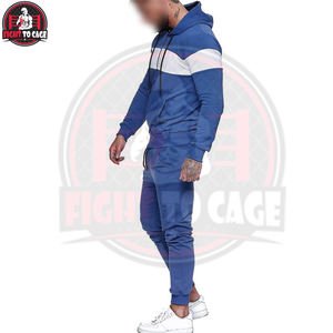 Conjunto Deportivo Informal con Capucha Azul y Blanco para Hombre, Ligero y Ecológico, de 2 Piezas, Servicio OEM, Poliéster/Algodón/Felpa - Product Image 3