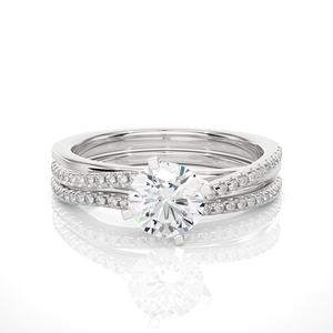 Anillo de Diamantes de 18K de Oro Real Cultivado en Laboratorio, 52 Piezas, Forma Redonda, Anillo de Compromiso para Mujer, para Exportación al por Mayor - Product Image 1