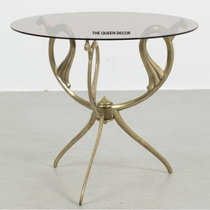 Furniture Supplies Accessories Steel Metal Marble and Transparent Glass Top 3 Layer <b>Gold</b> Antique Finish Coffee <b>Table</b> - Product Image 3