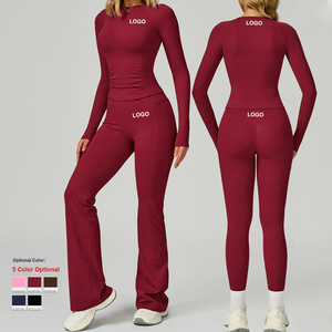 Conjunto Deportivo de Yoga Personalizado de Manga Larga, Secado Rápido, Ropa Deportiva para Mujer, Cintura Alta, Ropa de Gimnasio Ajustada, Conjuntos Deportivos para Correr y Hacer Ejercicio - Product Image 5