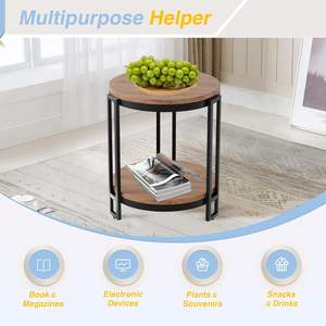 Table d'appoint traditionnelle en bois massif et métal, design antique, durable et écologique pour une utilisation en intérieur dans les salons, les cafés, les lieux de travail - Product Image 3