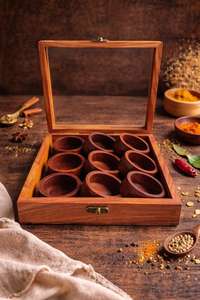 Handmade Style Wooden <b>Spice</b> <b>Box</b> Indian Handcrafted Masala Dabba, Rustic Kitchen Organizer, Glass Lid - Product Image 4