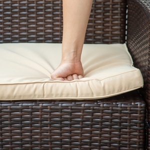 Ensemble de table et chaises de salle à manger en rotin d'extérieur moderne DN00014, imperméable, de haute qualité, pour hôtel et salon, avec cadre en acier et verre trempé - Product Image 6