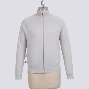 Jaqueta Masculina de Tricô de Alta Qualidade 100% Algodão com Zíper Completo, Suéter Casual de Manga Longa, Cardigã Personalizado OEM - Product Image 2