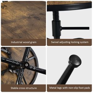 Sgabello da Bar Industriale Girevole Regolabile con Schienale a Forma di Arco - Product Image 5