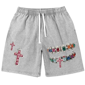 Pantalones Cortos de Hombre Rosa 100% Algodón Tejido Liso con Cordón, Logo Frontal, Estilo Urbano, Ecológicos, Transpirables, Casuales, de Cintura Media - Product Image 3