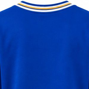 Royal Blue Women's Crewneck Sweater with Gold Script Graphic 1922 Design White Gold Striped Cuffs Knit Pullover Casual Wear - Product Image 6