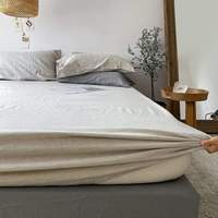Parure de draps en lin Terraloom 100 % tissé 100TC, 3 pièces, couleur unie, style simple, rafraîchissant, pour usage domestique, lavable en machine, sans plis