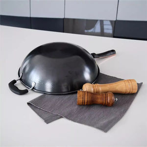 Wok à fond rond en acier inoxydable non revêtu, finition naturelle, capacité 20L, poignée en bois, compatible lave-vaisselle, pour cuisson professionnelle à la wok - Product Image 5