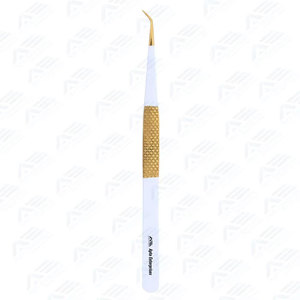Pince à cils Apto Enterprises en acier inoxydable durable avec poignée diamantée et surface dentelée/lisse pour extensions de cils - Product Image 2