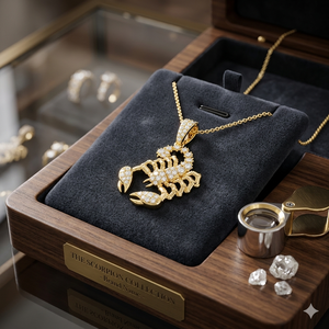 Collar con Colgante de Escorpión Personalizable en Oro Sólido de 14K para Hombre, con Piedra Natural de Corte Brillante, Estilo Hip Hop, para Cumpleaños - Product Image 6