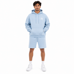 Sudadera con Capucha para Hombre, Oversize, de Forro Polar y Algodón, Conjunto Casual de Pantalones Cortos a Juego, Chándal Transpirable de Tejido de Punto, Ropa Urbana - Product Image 1
