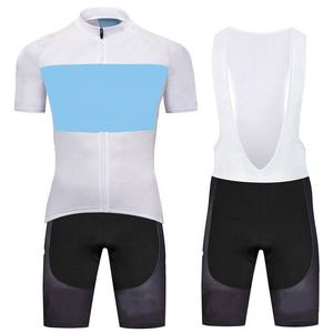 Conjunto de Jersey de Ciclismo Unisex sin Mangas, Cuello en V, Blanco y Azul, Bloques de Color, Absorbe la Humedad, Transpirable, Poliéster, Corte Regular, Personalizable, Deportivo - Product Image 1