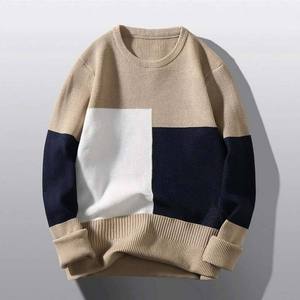Pull en maille épais pour homme, col rond, manches longues, chaud, doux, respirant, anti-boulochage, décontracté, avec logo personnalisé - Product Image 4