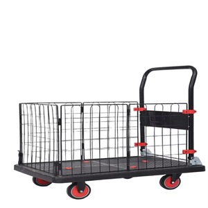 Heavy Duty Steel <b>Platform</b> <b>Trolley</b> Four Wheel Folding Hand Truck Cart - Product Image 3