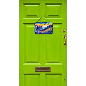 Multicolor Delphinium pared puerta colgante impresiones nuevo 8HX12W aluminio Metal signo Bar para cocina y baño decoración hogar placa - Product Image 2