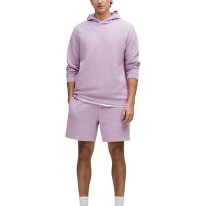 Men's Lavender Hoodie and <b>Shorts</b> Set Cotton Waffle Knit Casual Summer Wear Solid Color Breathable Street wear Outfit Custom Men - Product Image 2